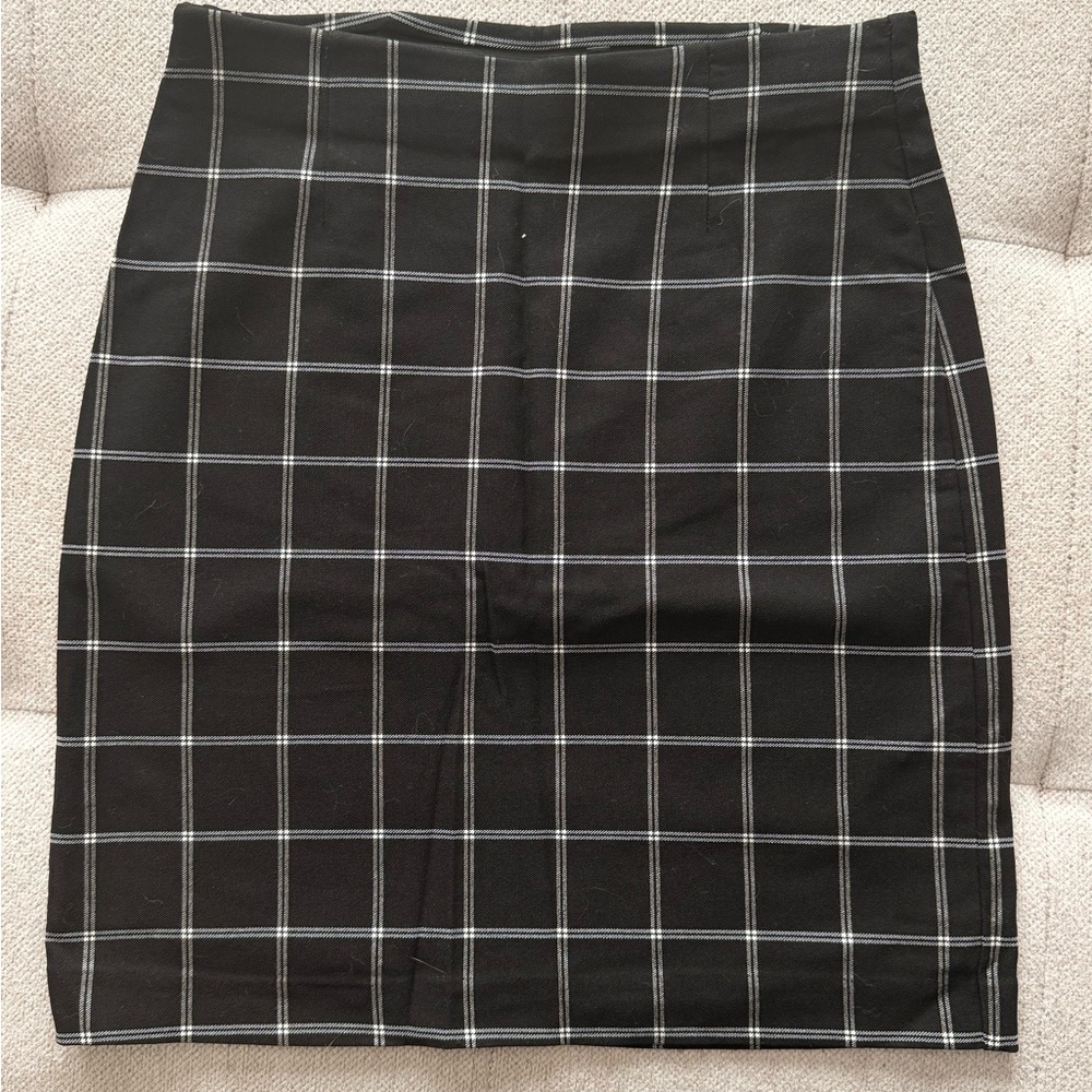 Dynamite Black Windowpane Mini Skirt